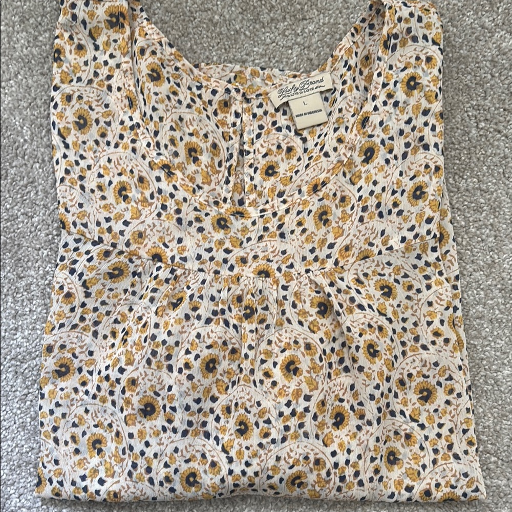 Lucky Brand Cream and Yellow sheer Blouse